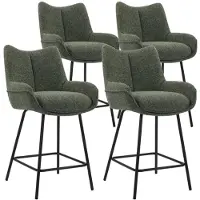 DS4U - Ivan barkruk 65 cm - Set van 4 - Groen - Stof - Met armleuning