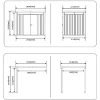 Vente-unique Metalen tuinschuur van gegalvaniseerd staal 6,25 m² met aanbouw en opengewerkte wand - Dikte 0,35 mm - Grijs - MERANO