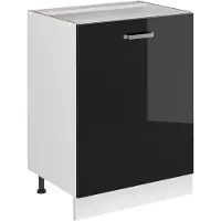 Vicco Keukenonderkast R-Line Zwart hoogglans/Wit 60 cm met 1 deur zonder werkblad, Model 72134