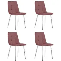 Leobert KARA Eetkamerstoelen – Set van 4 – Roze Velvet – Metalen Poten – Comfortabele Ergonomische Zitting – Modern Design – Velvet Stoel voor Woonkamer, Keuken en Eetkamer – Max. 110 kg per Stoel