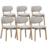 DS4U - Quinn eetkamerstoel - Set van 6 - Beige / naturel hout - Hout - Met armleuning