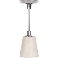 Padiro kandelaar 10 x 10 x 30 cm - zilverkleurig en wit - aluminium en marmer - marmeren voet