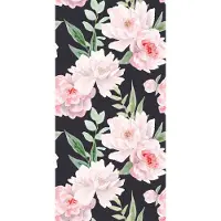 Bimago Behang – Peonies on graphite background – Vliesbehang Standard – 50 x 1000 cm – 5 m² – Meerkleurig – Modern Wandbehang voor Woonkamer, Slaapkamer, Kinderkamer en Kantoor