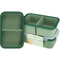 Bourgini Frosti Bits – Diepvriesbakjes set – 3 Siliconen Meal Prep Bakjes – 2 Vakken per Bakje (2 x 650ml) – Voordeelset– Lekvrij – BPA-vrij