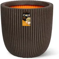 Capi Europe - Bloempot bol Groove NL - 43x41 - Donkerbruin - Bloempot voor binnen en buiten - Levenslang garantie - Breukbestendig - 100% Recyclebaar - CO2 Neutraal geproduceerd - KGVDB933