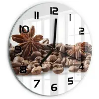 Tulup Wandklok - Kaneelkorrels Glazen Wandklok Design - fi30 cm - Bruin Klok Glas Met Opdruk - Zwarte handen - Ronde Klok - Wandklok Glas Met Motief - Decoratieve Glazen Klok