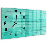 Tulup Wandklok - Groene borden Glazen Wandklok Design - 60x30 cm - Groente Klok Glas Met Opdruk - Zwarte handen - Rechthoekige Klok - Wandklok Glas Met Motief - Decoratieve Glazen Klok