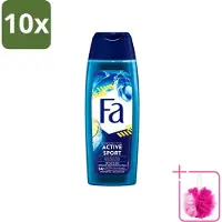 Fa Pflege 10 x Men - Douchegel - Active Sport - Verfrissend - Green Citrus - 250 ml - Bulkverpakking - Deodorant spray - Douchemop - Sport deodorant