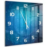Tulup Wandklok - Sterrenbeeld Gekleurde Glazen Klok - 60x60 cm - Blauw Glazen Klok Met Print - Witte handen - Vierkante Klok - Moderne Wandklok Glas - Wandklok Glas Decoratie