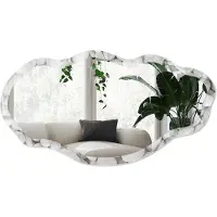 Wallfluent Heldere Stenen Spiegel - Wit Stijlvolle Wandspiegel - Organische Spiegel - Badkamer, Slaapkamer, Woonkamer - Minimalistisch - 45x90 cm - Totale afmeting 52x97 cm