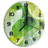 Tulup Wandklok - Limoen met ijs Wandklok Glas Met Motief - fi30 cm - Groente Decoratieve Glazen Klok - Zwarte handen - Ronde Klok - Gekleurde Glazen Klok - Glazen Klok Met Print