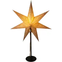 Koopman Vrijstaande kerstster-decoratielamp, 65 cm, papieren ster in champagnegoud, fitting E14, exclusief lamp