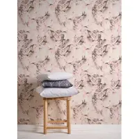Profhome Bloemen behang 373982-GU vliesbehang glad met bloemen patroon mat roze crèmewit 5,33 m2