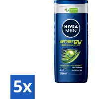 Nivea 5 x - Men - Energy Douchegel - Langdurig Fris Gevoel - 250 ml - Voordeelverpakking - 5 stuks