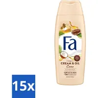 Fa 15 x - Cream & Oil Cacao - Douchecrème - Cacaoboter Met Kokosolie - 250 ml - Voordeelverpakking - 15 stuks