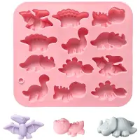 Famanu – Dinosaurus siliconen bakvorm set van 12 voor chocolade gelei en ijs