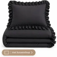 Decoware Dekbed Zonder Overtrek Ruffles – 140x200 cm – Inclusief 1 Kussensloop 60x70 cm – Wasbaar Dekbed – Warmteklasse 3