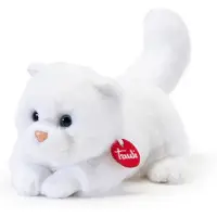 Trudi - Classic Knuffel Kat Brad 22 cm - Handgemaakt in Italië - Pluche knuffel - Knuffeldier voor jongens en meisjes - Wit - 16x19x22 cm maat S