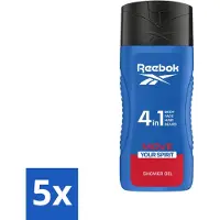 Reebok 5 x - Move Your Spirit - Douchegel - 4 in 1 - 400 ml - Voordeelverpakking - 5 stuks
