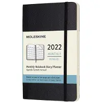 Moleskine 12 Maanden Agenda - 2022 - Maandelijks - Pocket (9x14 cm) - Zwart - Zachte Kaft