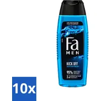 Fa 10 x Men - Douchegel - Kick Off - Verfrissend & Energiek - Verzorgend - 250 ml - Voordeelverpakking - 10 stuks
