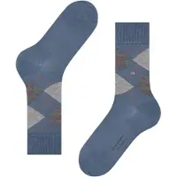 Burlington blauw sokken katoen geruit