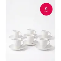 Vtwonen - Basic - Set van 6 - Kopjes en schotels - Wit - Porselein