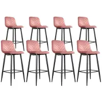 DS4U - Gaby barkruk 75 cm - Set van 8 - Roze - Velvet