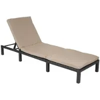 Mendler Poly-Rattan ligbed HWC-A51, relaxstoel, tuinligbed Basis model, antraciet kleur, kussen in crème kleur