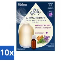 Glade 10 x – Aromatherapy Mist Diffuser – Starterpakket – Houder + Moment of Zen Navulling - 17,4 ml - Voordeelverpakking - 10 stuks