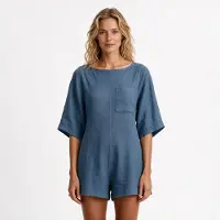 Imily Bela Dames Losse Playsuit met Korte Mouwen en Borstzak