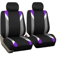 FH GROUP Front Set Cloth Car Seat Covers for Low Back Car Seats with Removable Headrest Universal Fit Airbag Compatible Seat Cover for SUV Sedan V
