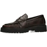 Manfield - Dames - Burgundy leren statement loafers - Maat 37
