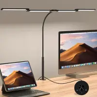 COMELY bureaulamp LED, dimbaar, 24W, 120cm, 2750LM, bureaulamp met 4 LED's, verstelbaar met 5 kleurtemperaturen, werkplekverlichting met 10 helderheidsniveaus, zwart