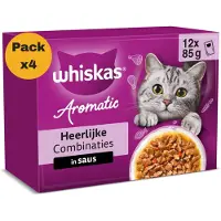 Whiskas 4x Kattenvoer Nat Aromatic Adult 1+ Selectie Multipack 12x85 gr