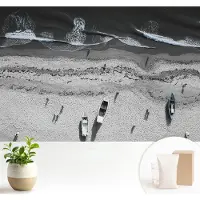 Wallfluent Fotobehang - Grijs Vliesbehang - 104x70 cm - Rust Aan Het Strand Muurschildering - Gang behang Landschappen - Fotobehang Vlies - Slaapkamer behang
