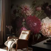 Coloray Vliesbehang - Bruin Snellijm Behang - 312x219 cm - Bloemenpracht Muurschildering - Slaapkamer behang Bloemen En Planten - Fotobehang Vlies - Slaapkamer behang