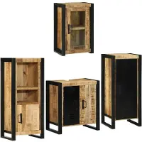 vidaXL Badkamermeubel Set 4 st Bruin Massief mango hout