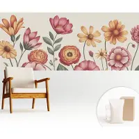 Wallfluent Fotobehang - Roze Vliesbehang - 250x104 cm - Bloemarrangement Fotobehang Vlies - Hal behang Bloemen En Planten - Muurschildering - Woonkamer behang