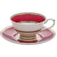 Marco polo Porseleinen Kop en Schotel - Rose en Wit - 250ml