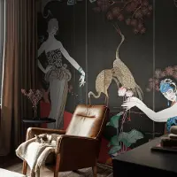 Coloray Vliesbehang - Zwart Snellijm Behang - 104x70 cm - Elegante Scène Muurschildering - Slaapkamer behang Deel - Fotobehang Vlies - Slaapkamer behang
