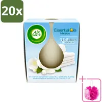 Air Wick 20 x – Geurkaars – Fris Linnen met Essentiële Oliën – 105 g - Bulkverpakking - Geurkaars - Douchemop - Fris linnen