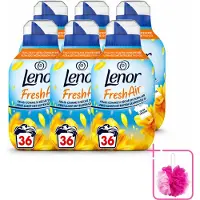 Lenor 6 x - Wasverzachter - Fresh Air Zonnestralen - Ultra Geconcentreerd - 36 Wasbeurten - Bulkverpakking - Wasverzachter - Douchemop - Buitenfrisheid