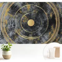 Wallfluent Fotobehang - Zwart Vliesbehang - 104x70 cm - Kosmische Dynamiek Muurschildering - Slaapkamer behang Geometrie - Fotobehang Vlies - Slaapkamer behang