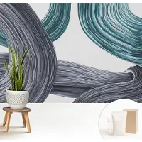 Wallfluent Fotobehang - Grijs Vliesbehang - 208x146 cm - Vloeistofleidingen Muurschildering - Gang behang Abstractie - Fotobehang Vlies - Slaapkamer behang