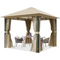 TOOLPORT Tuinpaviljoen 3x3m, 4 zijwanden, taupe