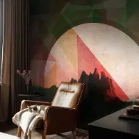 Coloray Vliesbehang - Groente Snellijm Behang - 312x219 cm - Schilderachtige Heuvels Muurschildering - Slaapkamer behang Abstractie - Fotobehang Vlies - Slaapkamer behang