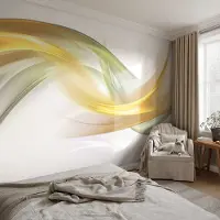 Coloray Vliesbehang - Wit Snellijm Behang - 416x254 cm - Vloeiende Harmonie Muurschildering - Slaapkamer behang Abstractie - Fotobehang Vlies - Slaapkamer behang