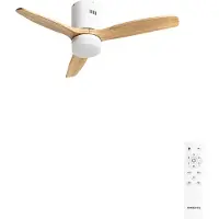 Create - Plafondventilator 40W silent 100% hout - S - Met licht - Afstandsbediening - WIND CALM NATURAL WOOD