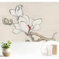 Wallfluent Fotobehang - Wit Vliesbehang - 104x70 cm - Delicate Magnolia'S Muurschildering - Gang behang Bloemen En Planten - Fotobehang Vlies - Gang behang
